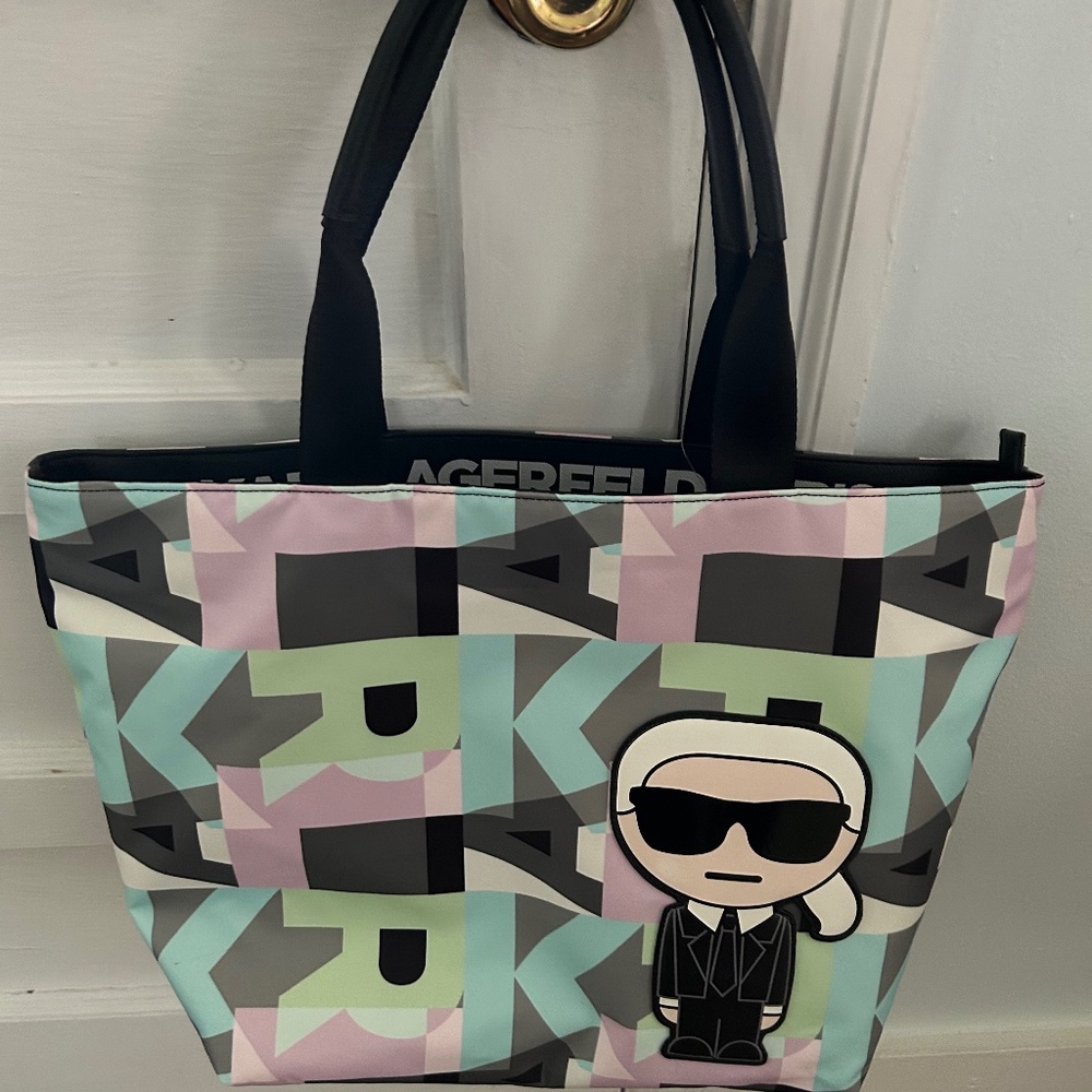 KARL LAGERFELD TOTE BAG, MULTI COLOR, NOVELTY, PURSE,CARRY ALL BAG